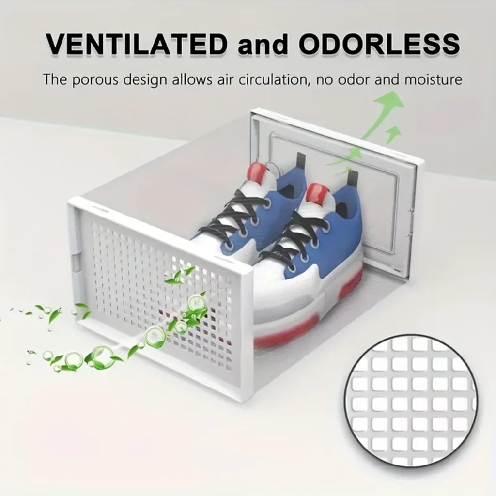 6/12pcs Transparent Shoe Boxes Stackable Shoe Cases Storage Plastic Shoes Box Dustproof Sneaker Boxes Shoes Furniture Organiz