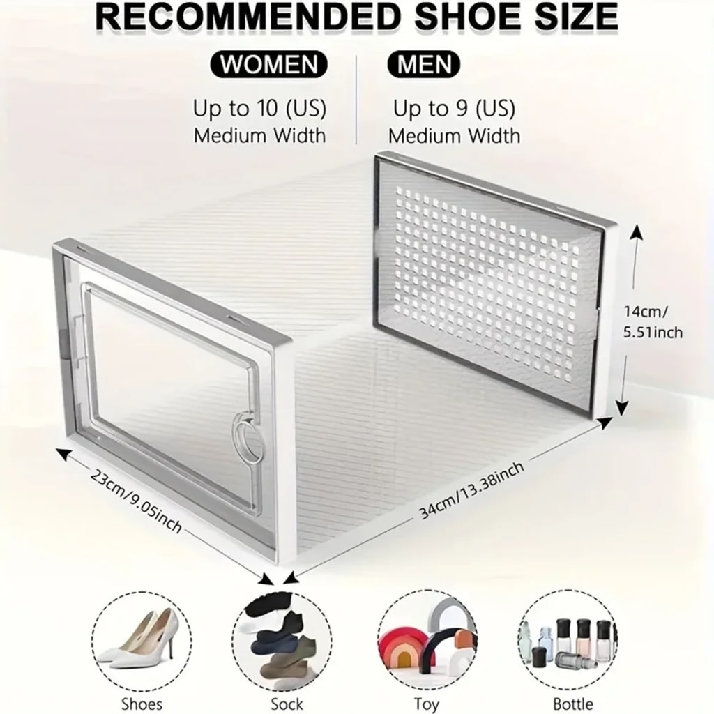 6/12pcs Transparent Shoe Boxes Stackable Shoe Cases Storage Plastic Shoes Box Dustproof Sneaker Boxes Shoes Furniture Organiz
