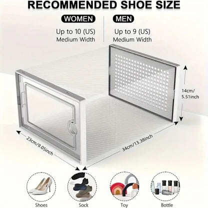 6/12pcs Transparent Shoe Boxes Stackable Shoe Cases Storage Plastic Shoes Box Dustproof Sneaker Boxes Shoes Furniture Organiz
